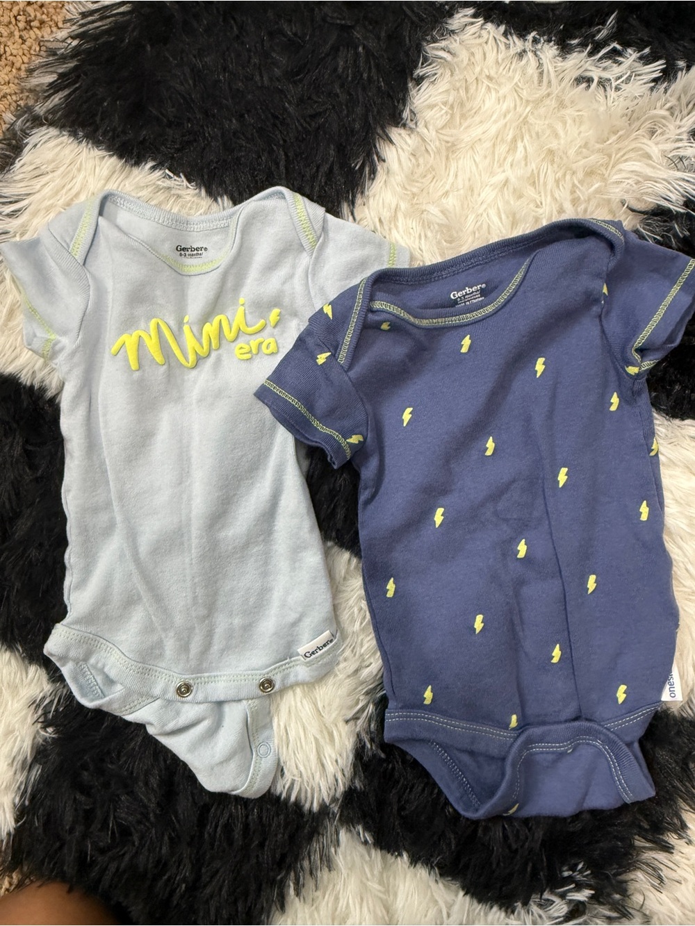 Gerber Light Blue & Navy Short-Sleeve One-Piece Bodysuit Set